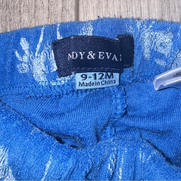 ANDY & EVAN Kids' French Terry Button-Up Shirt & Shorts Set | Palm trees - Picture 6 of 8